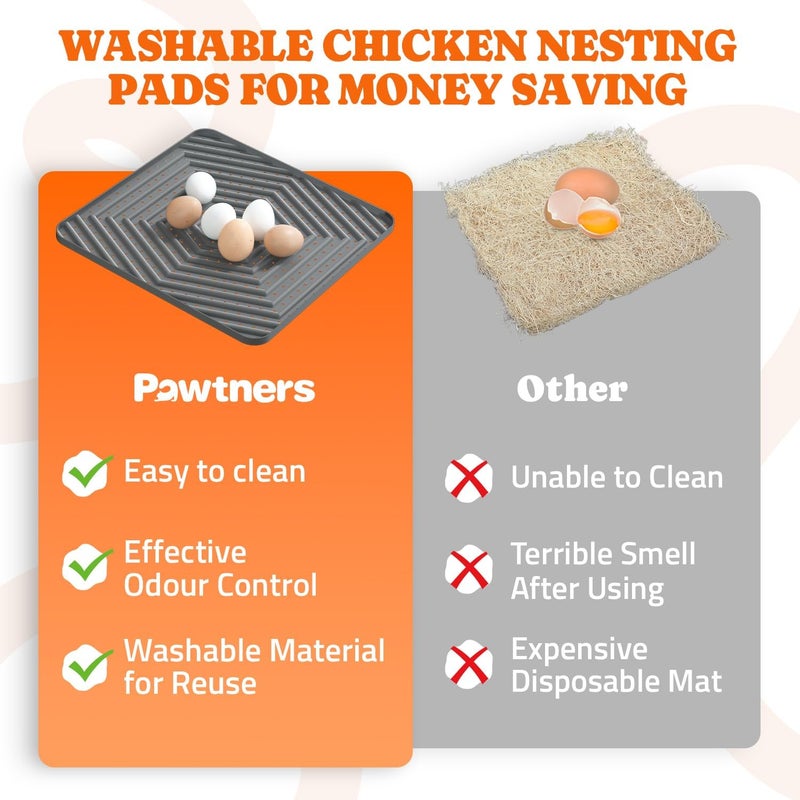 Pawtners Chicken Nesting Pads for Coop Bedding, Washable Nesting Box Liners for Chicken Laying Boxes, 12"x 12", 6 Pack - Image 2
